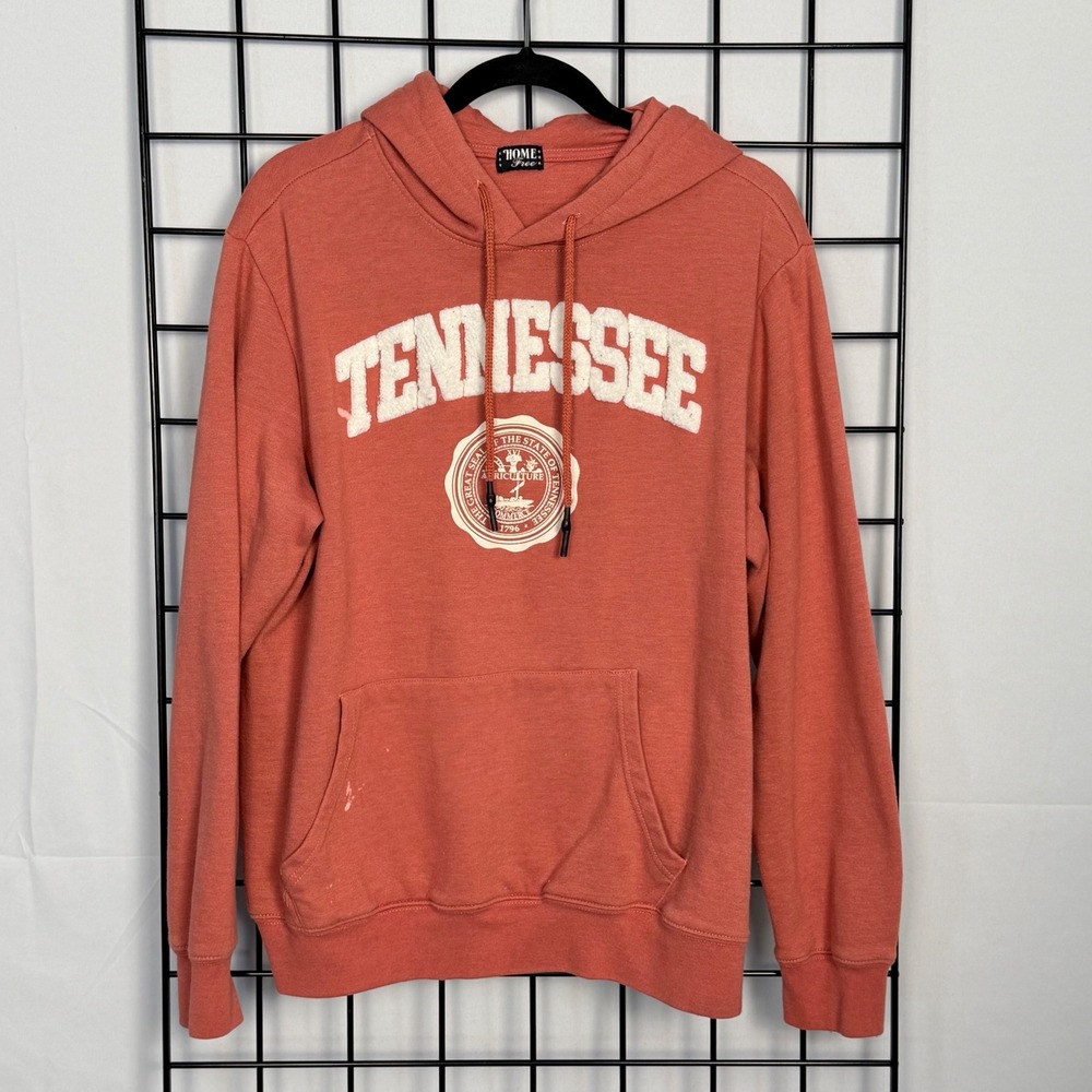 Home Free Tennessee Hoodie Women XL Coral State Seal Chenille Patch Pullover